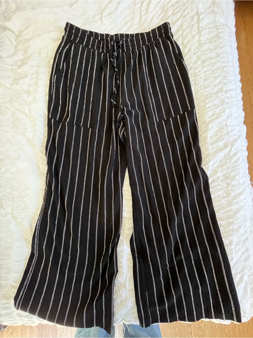 Caslon Black Pants with White Pinstripes